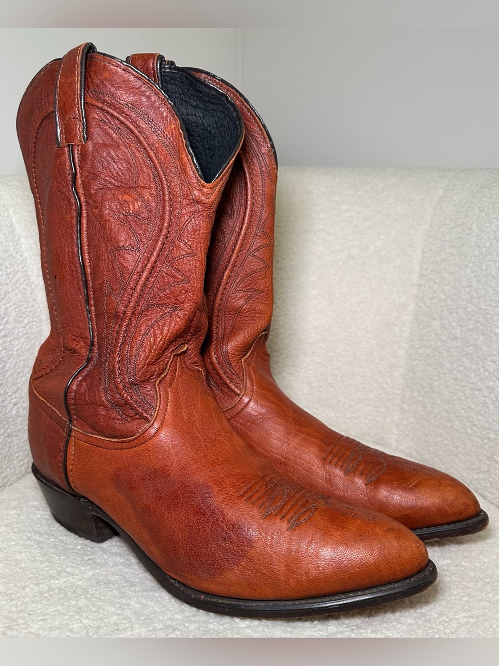 Vintage Code West Cowboy Boots Cognac Brown Leather Western Country USA Mens‎ 10